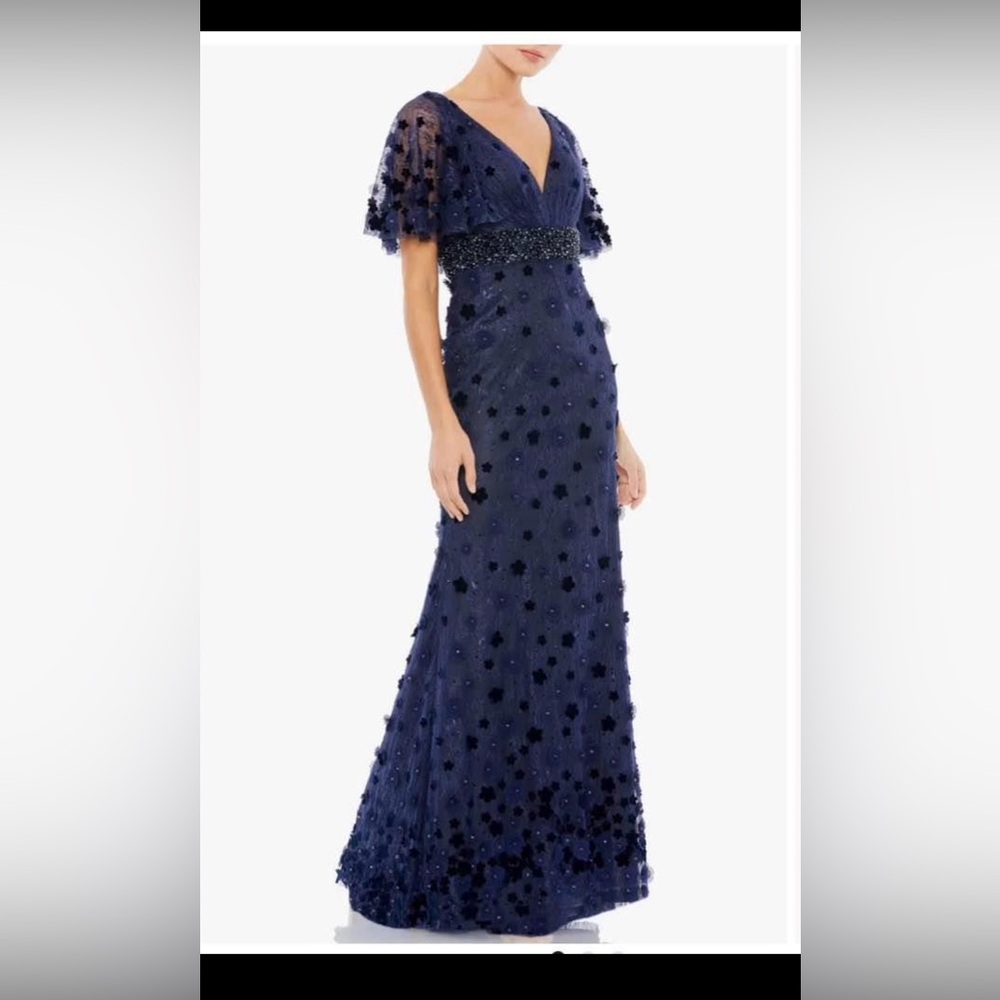 Mac Duggal Midnight Blue Maxi Dress NWT